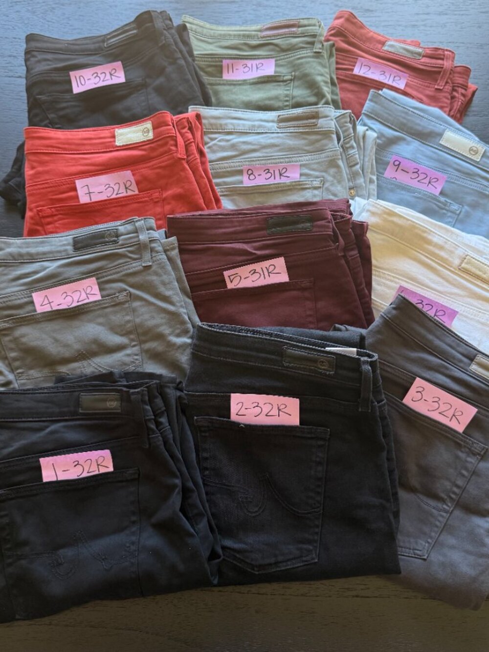 AG JEANS - LOT OF TWELVE - SIZE 31 AND 32 - DIFFERENT STYLES